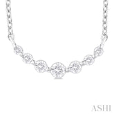 1/8 Ctw Petite Smile Graduated Round Cut Diamond Necklace in Sterling Silver